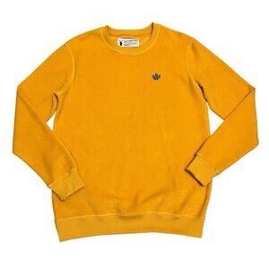DUTCH BROS Brothers Coffee Mustard Yellow Fleece Terry Sweatshirt Logo Men's S